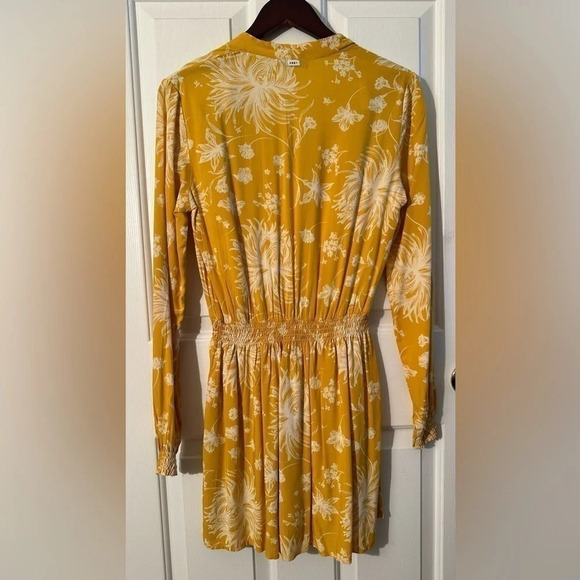 OBEY Long Sleeve Lightweight Mini Dress in Daffodil Elastic Waist and Lining - Picture 2 of 8